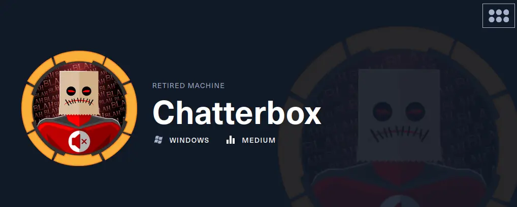 Chatterbox machine from hackthebox is an easy windows machine were we're gonna exploit an HTTP service in order to obtain credentials to connect to the victim machine using RDP.